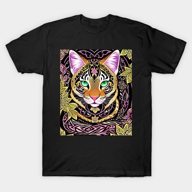 Ocelot Wild Cat Abstract Digital Art T-Shirt by karma-stuff